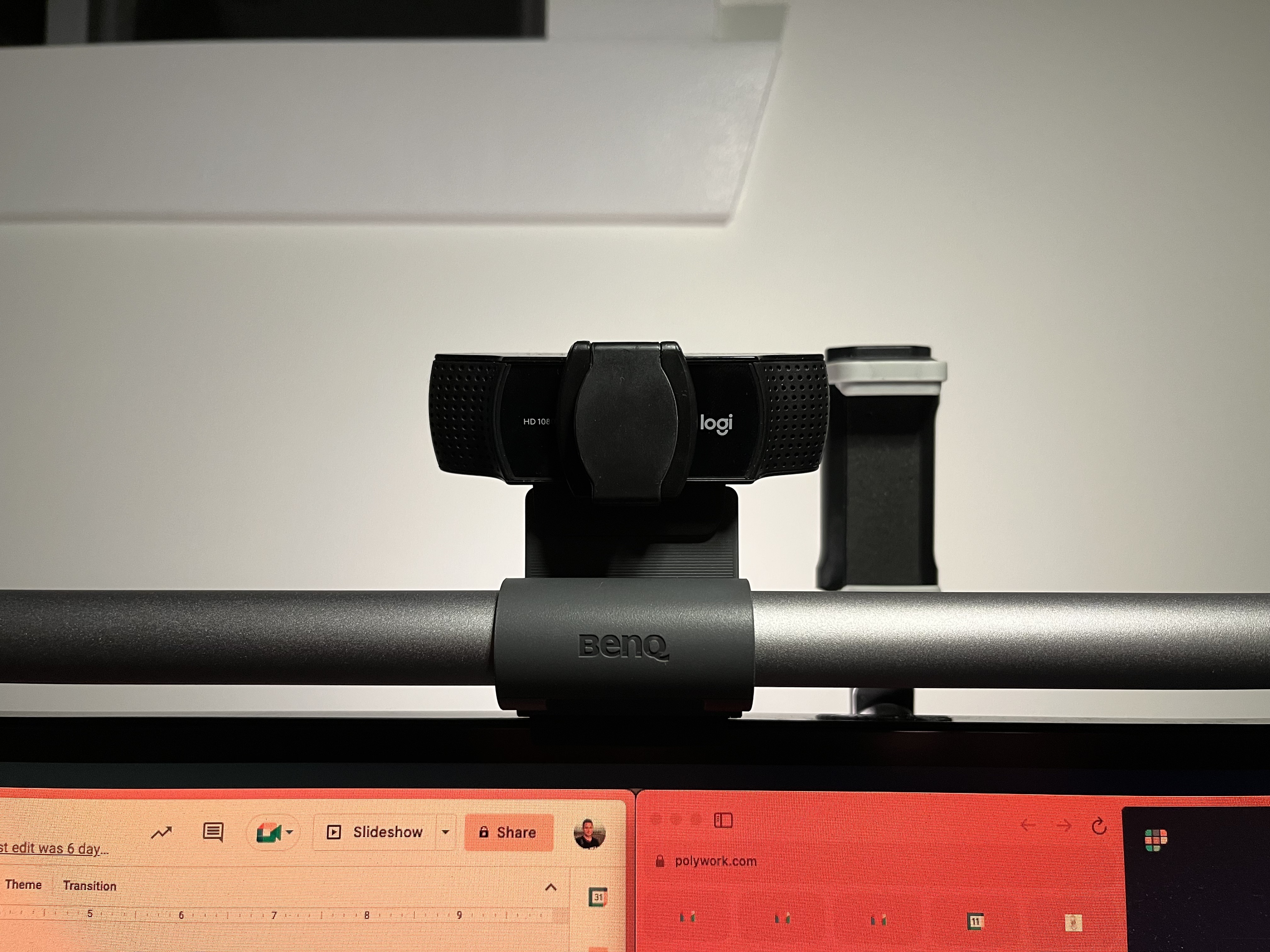 Front view of my monitor with my webcam on top of the Halo using the webcam accessory