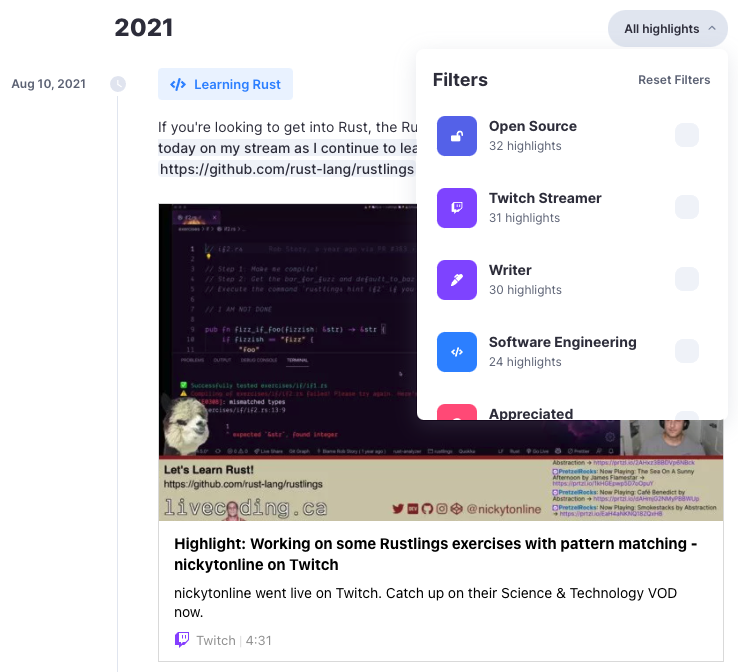 Polywork, filtering your timeline