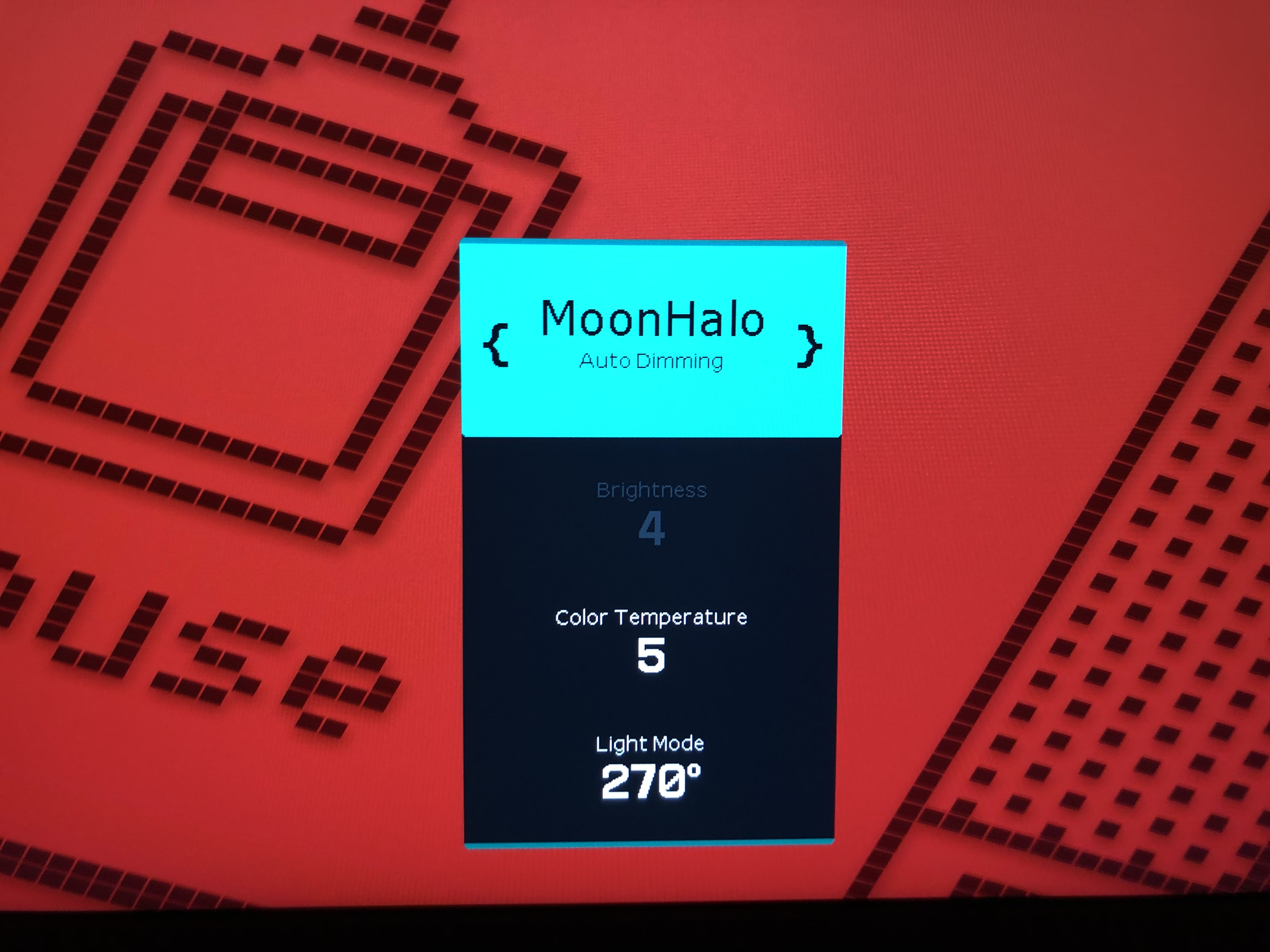 The MoonHalo customizable brightness and colour temperature settings